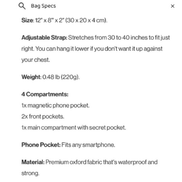 Peaksta Anti Theft Sling Crossbody New NWOT - Picture 15 of 16